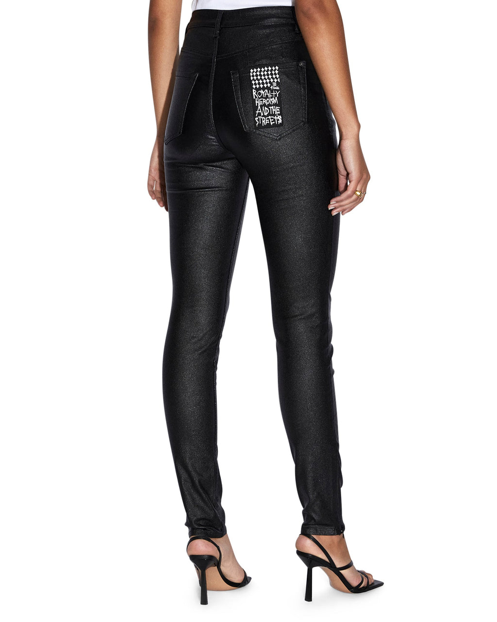 Womens Hi N Wasted Xtra Jet Black Wax Skinny Denim Jeans - Black