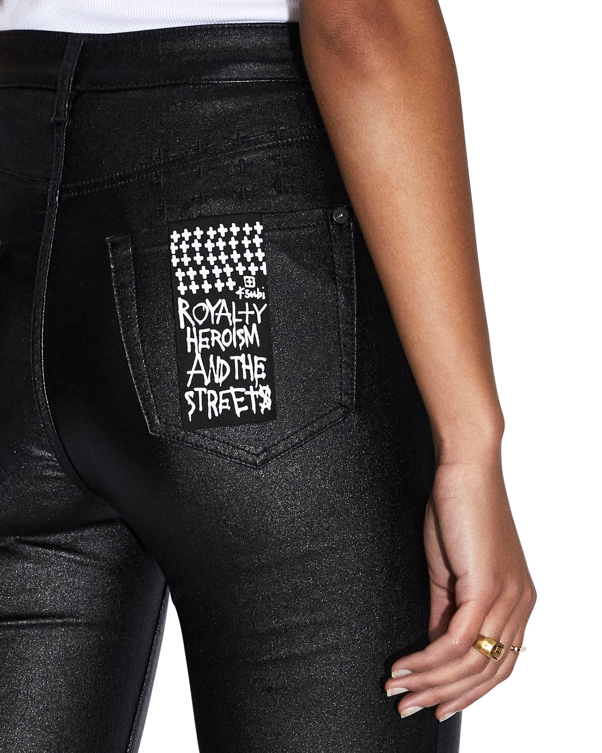 Womens Hi N Wasted Xtra Jet Black Wax Skinny Denim Jeans - Black