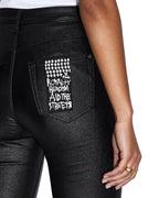 Womens Hi N Wasted Xtra Jet Black Wax Skinny Denim Jeans - Black