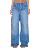 Womens Ksuper Jean Liberty Blue Flag Baggy Denim Jeans - Denim