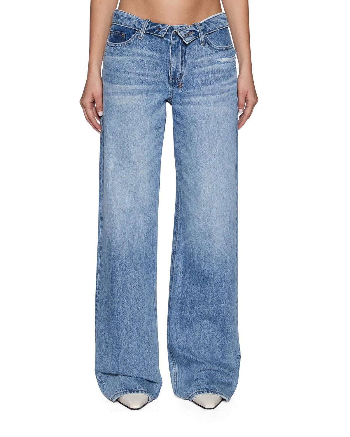 Womens Low Rider Flip Mercer Blue Relaxed Denim Jeans - Denim