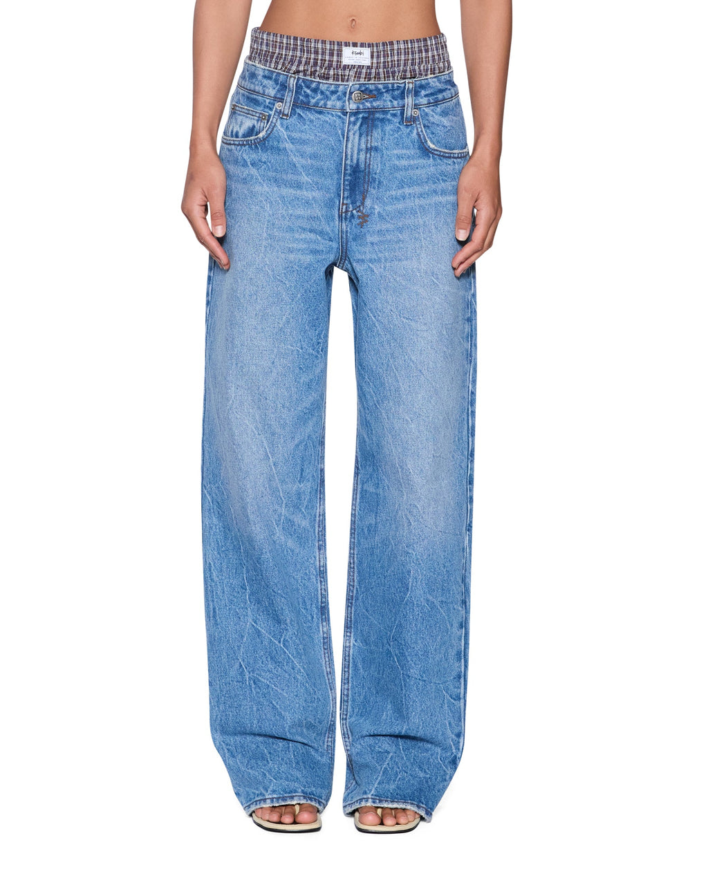 WOMENS LOW RIDER JEAN LIBERTY BLUE PLAID DENIM JEANS