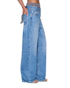 WOMENS LOW RIDER JEAN LIBERTY BLUE PLAID DENIM JEANS