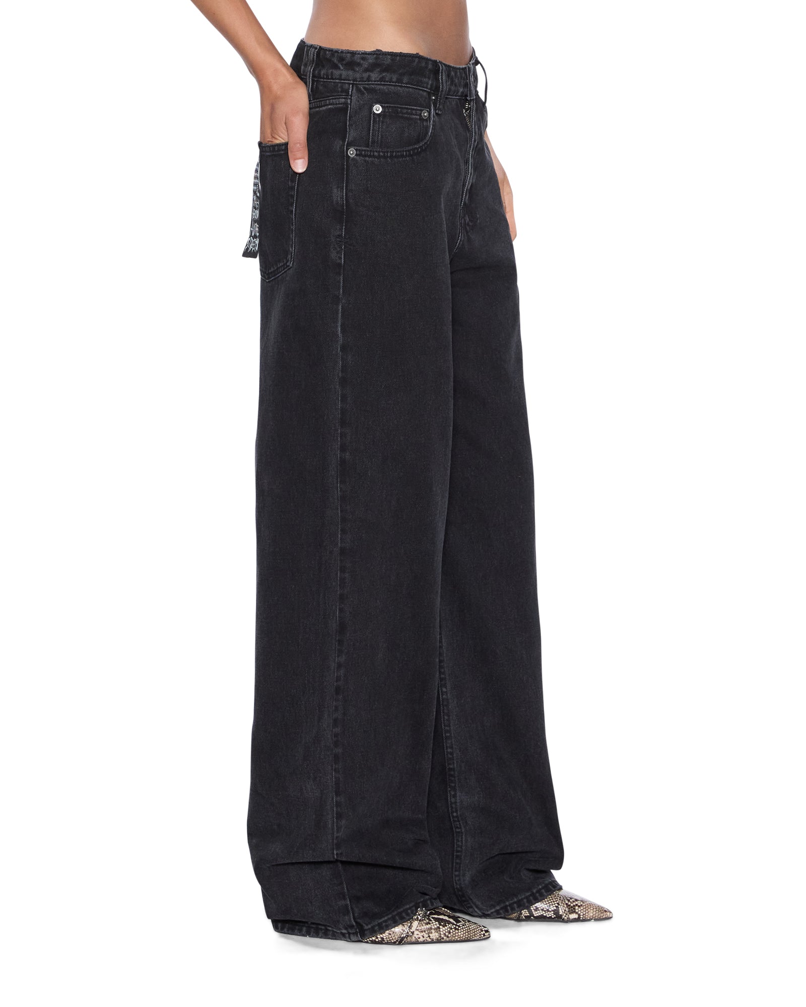 WOMENS  LOW RIDER NOIR RELAXED DENIM JEANS