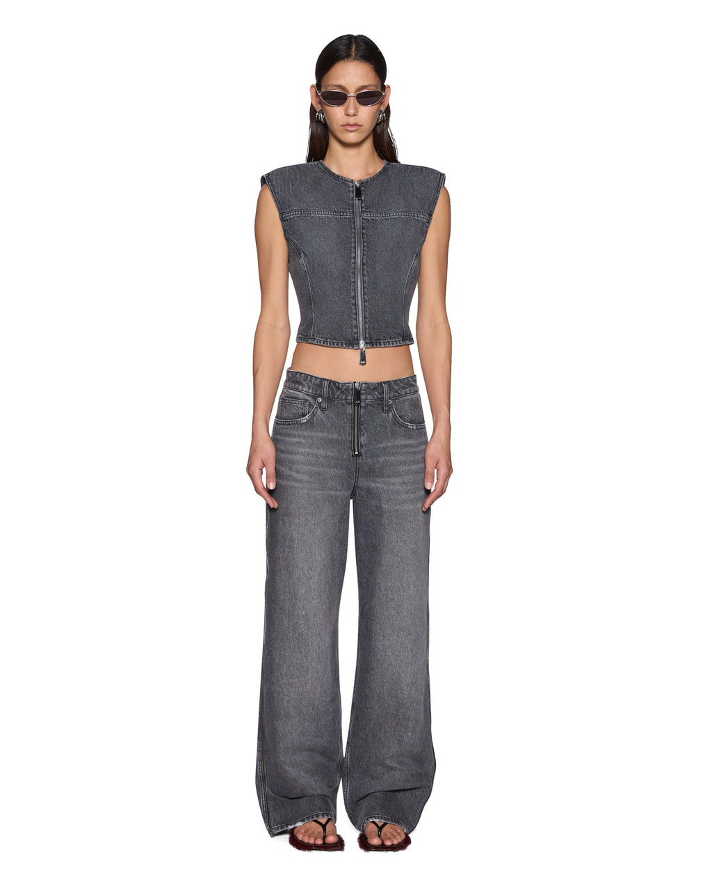 Womens Low Rider Glitch Grey Relaxed Denim Jeans - Grey