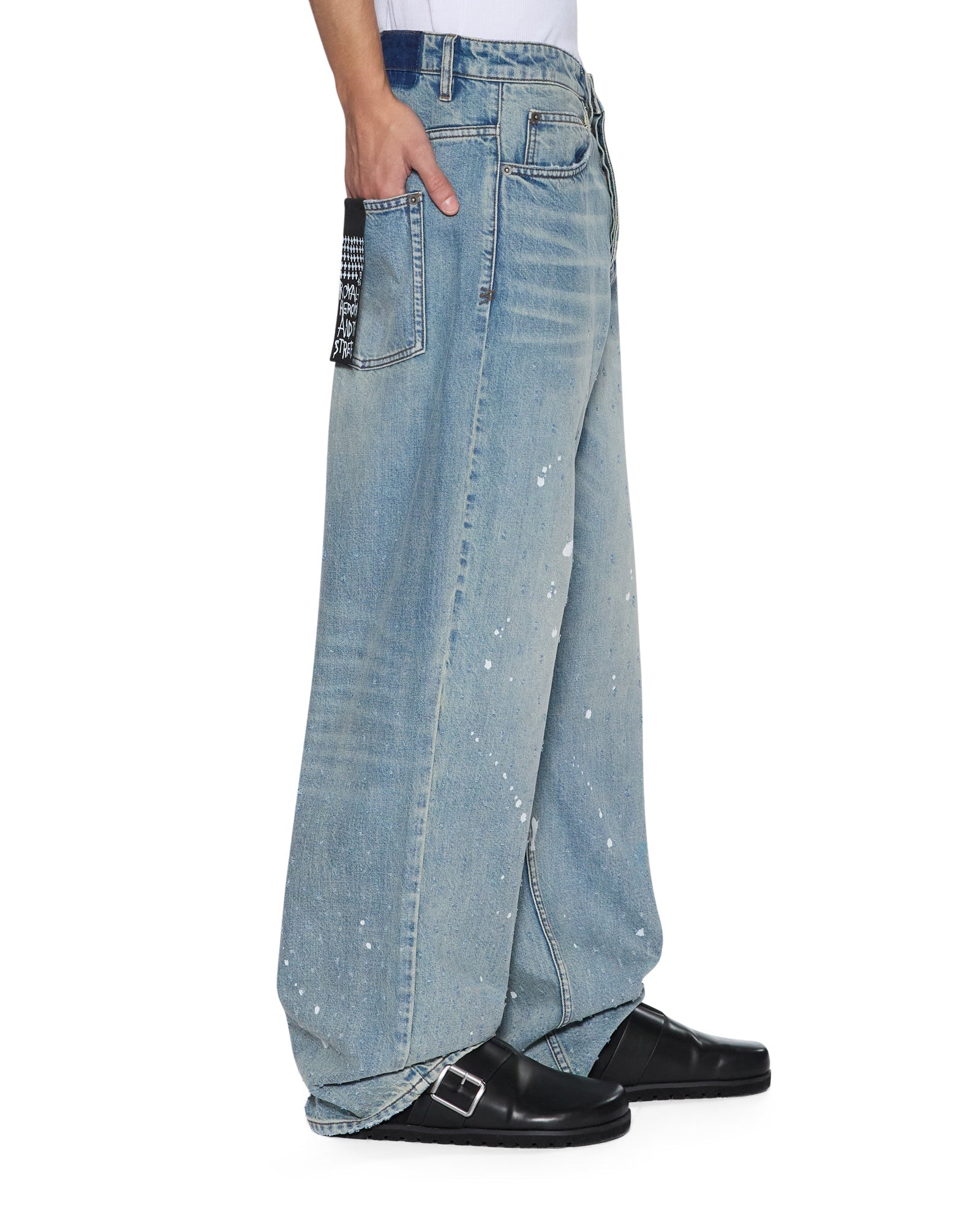 MENS MAXX SCATTER BLUE BAGGY DENIM JEANS