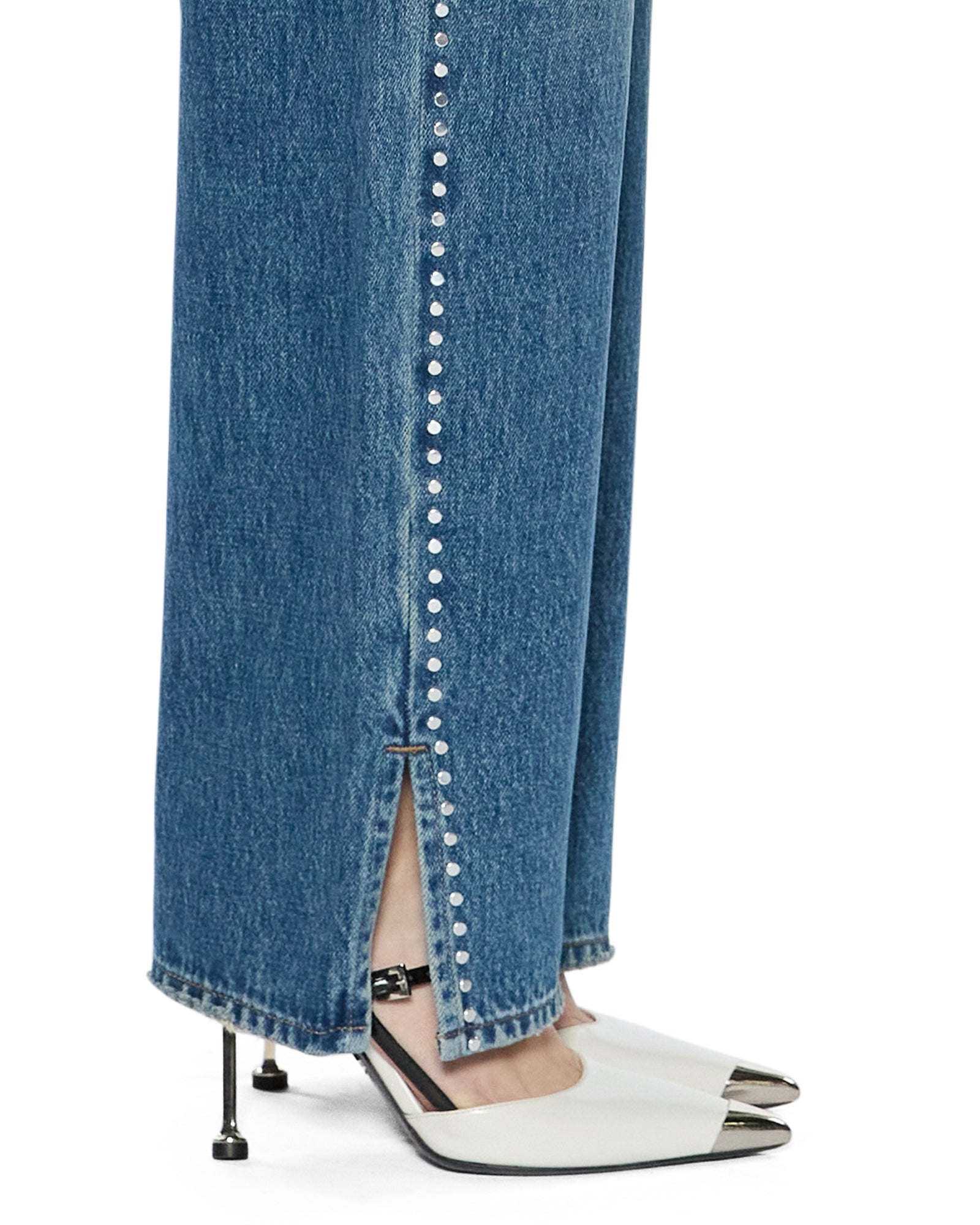 WOMENS  PLAYBACK TEXAS BLUE STUDDED RELAXED DENIM JEANS