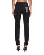 WOMENS SPRAY ON XTRA BONEYARD BLACK DENIM JEANS