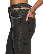 Womens Soho Pierced Shadow Flare Denim Jeans - Black