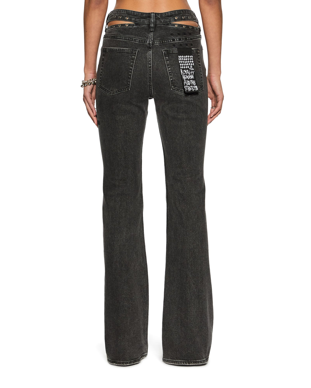 Womens Soho Pierced Shadow Flare Denim Jeans - Black