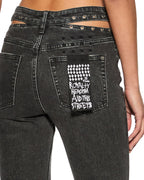 Womens Soho Pierced Shadow Flare Denim Jeans - Black