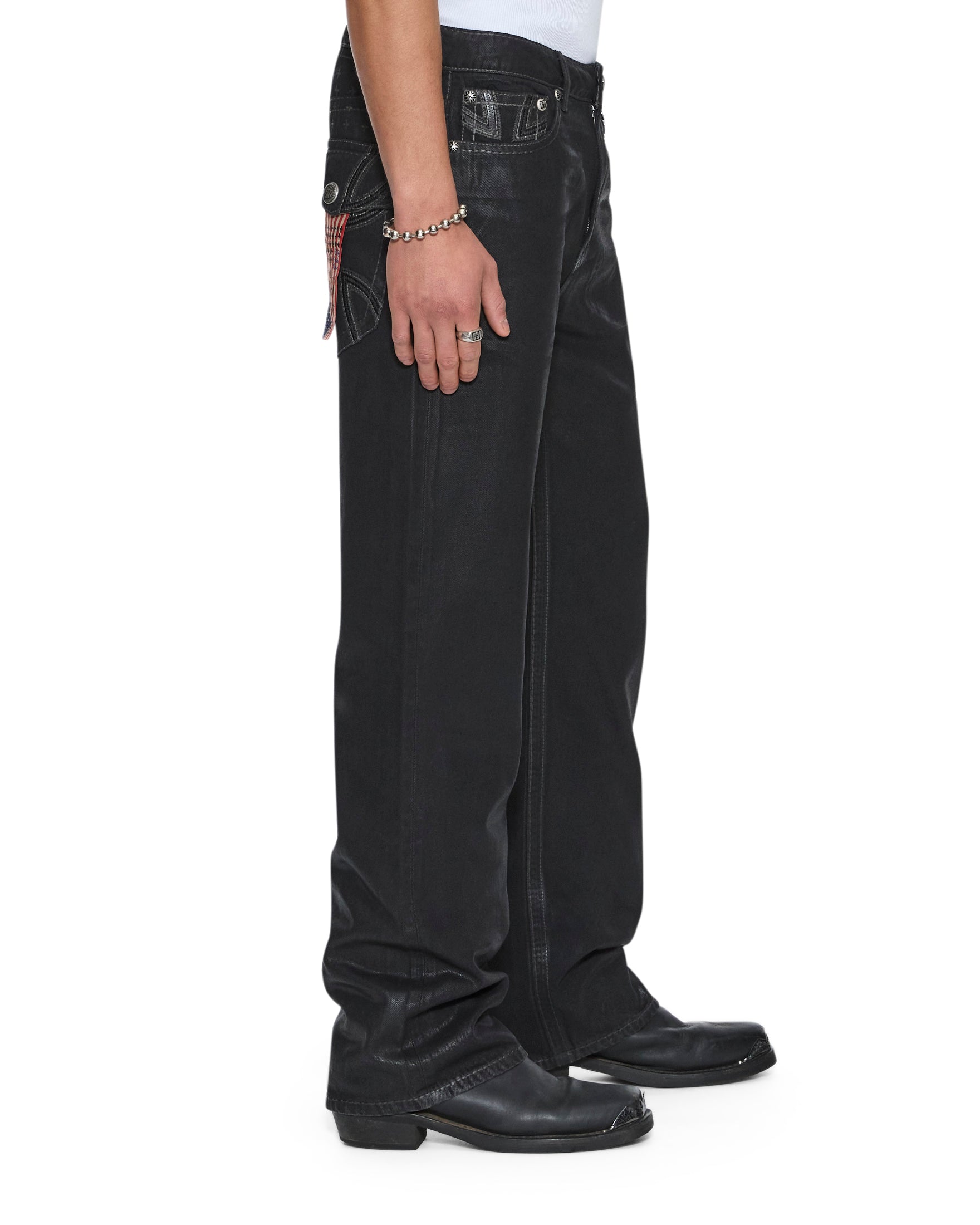 MENS  KSUBI X ALICE HOLLYWOOD TORO BLACK WAX BOOTCUT DENIM JEANS