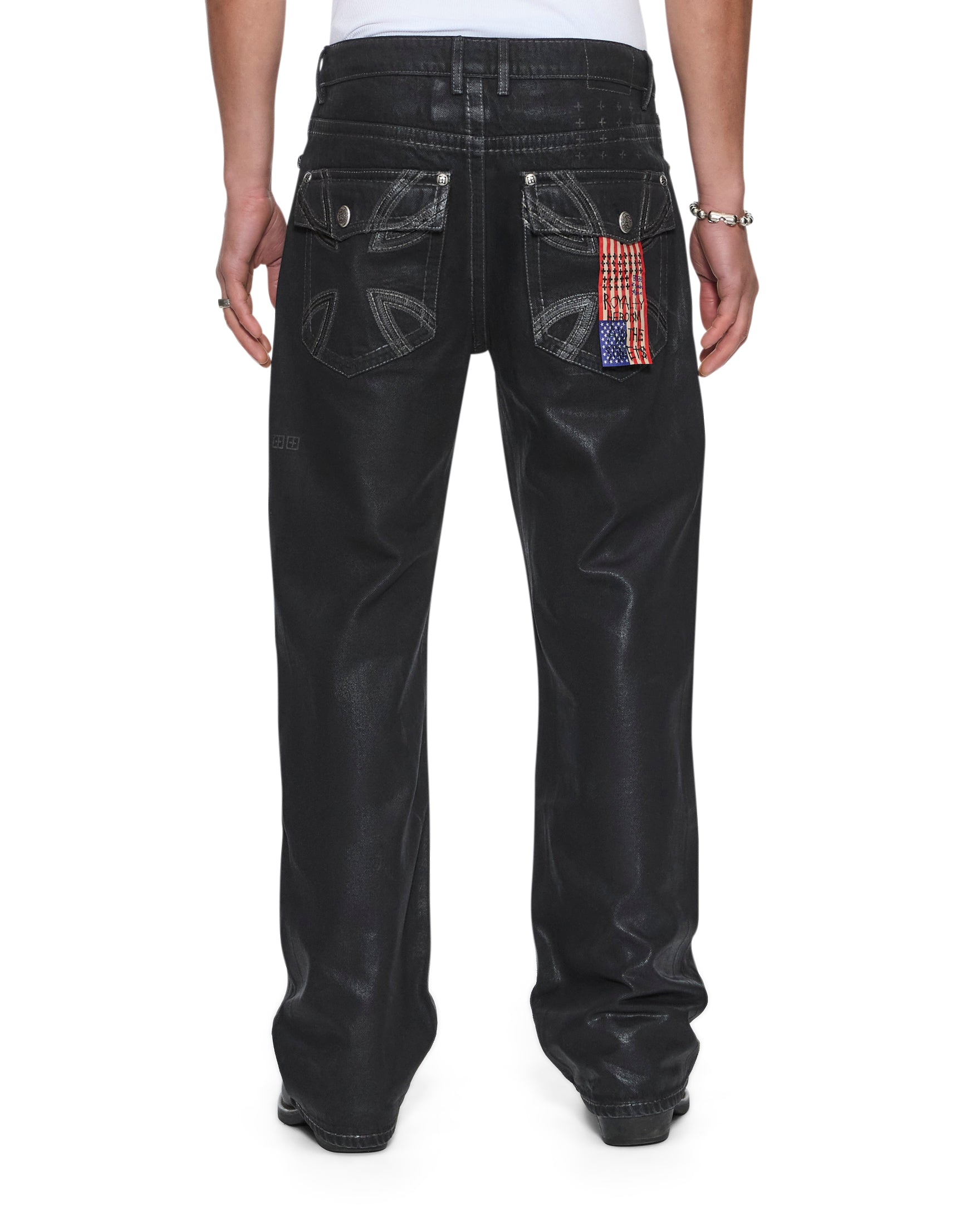 MENS  KSUBI X ALICE HOLLYWOOD TORO BLACK WAX BOOTCUT DENIM JEANS