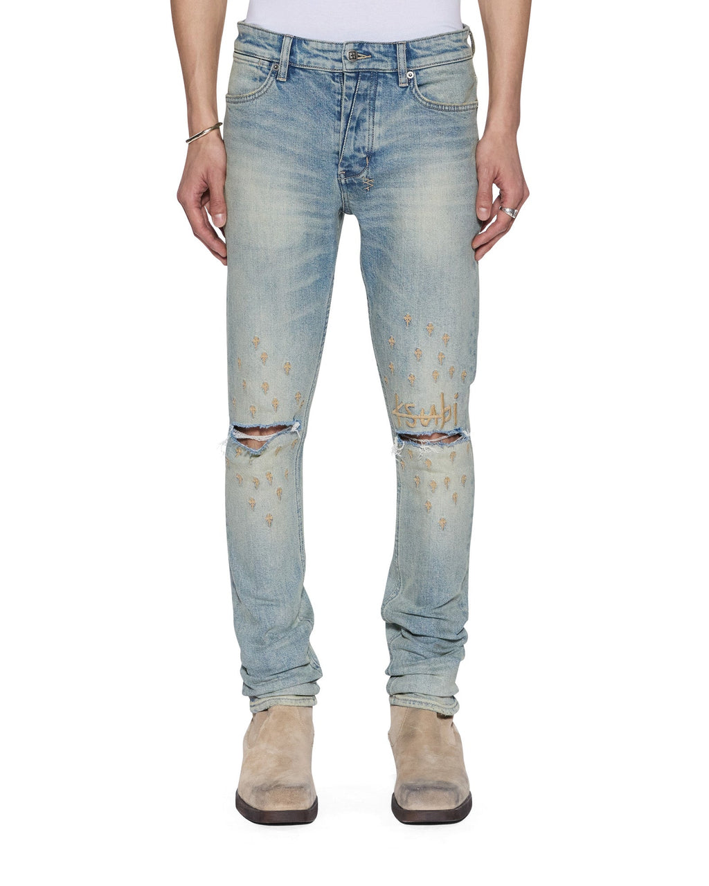 Mens Van Winkle Astral Grid Skinny Denim Jeans - Denim