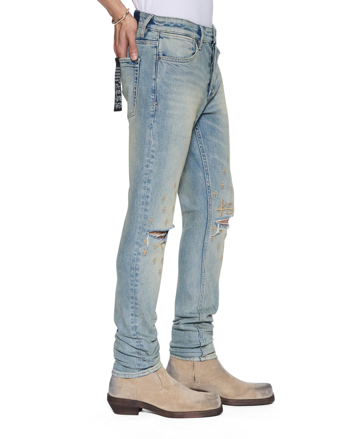 Mens Van Winkle Astral Grid Skinny Denim Jeans - Denim
