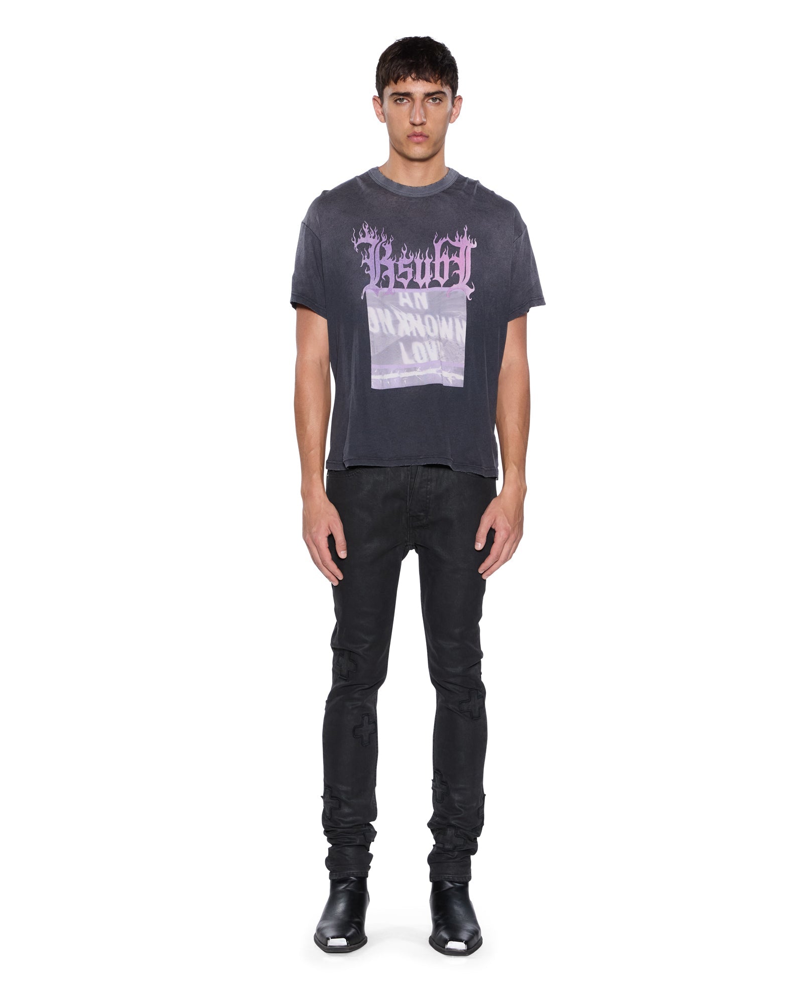 MENS  ALTER SID SS TEE BLEACH BLACK SLIM TEES