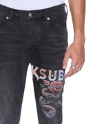 Mens Van Winkle Blakk Metal Skinny Denim Jeans - Black