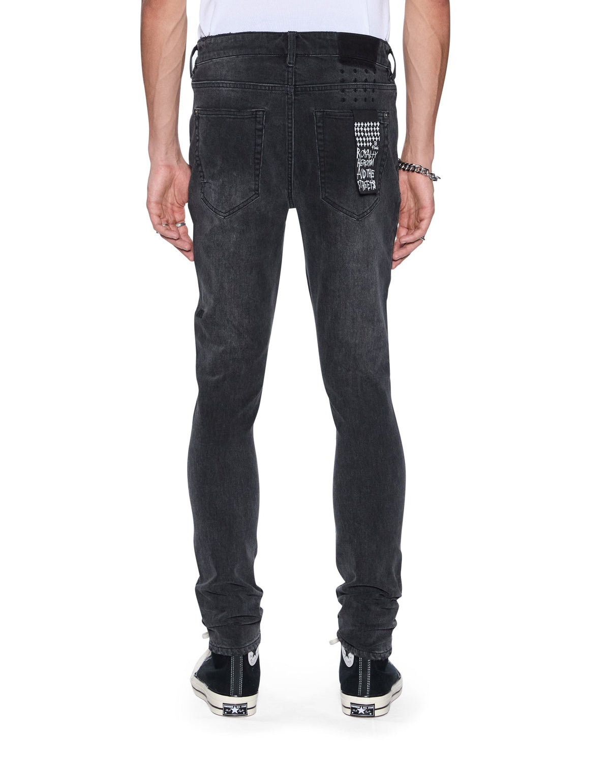 Mens Van Winkle Blakk Metal Skinny Denim Jeans - Black
