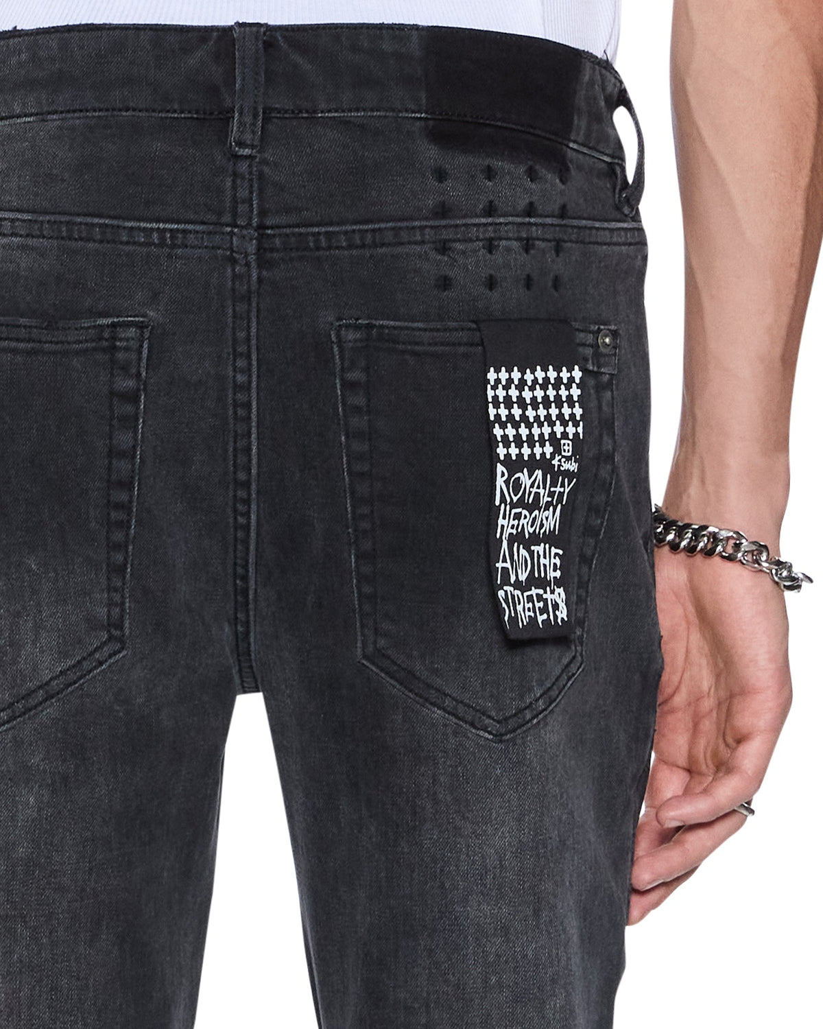 Mens Van Winkle Blakk Metal Skinny Denim Jeans - Black
