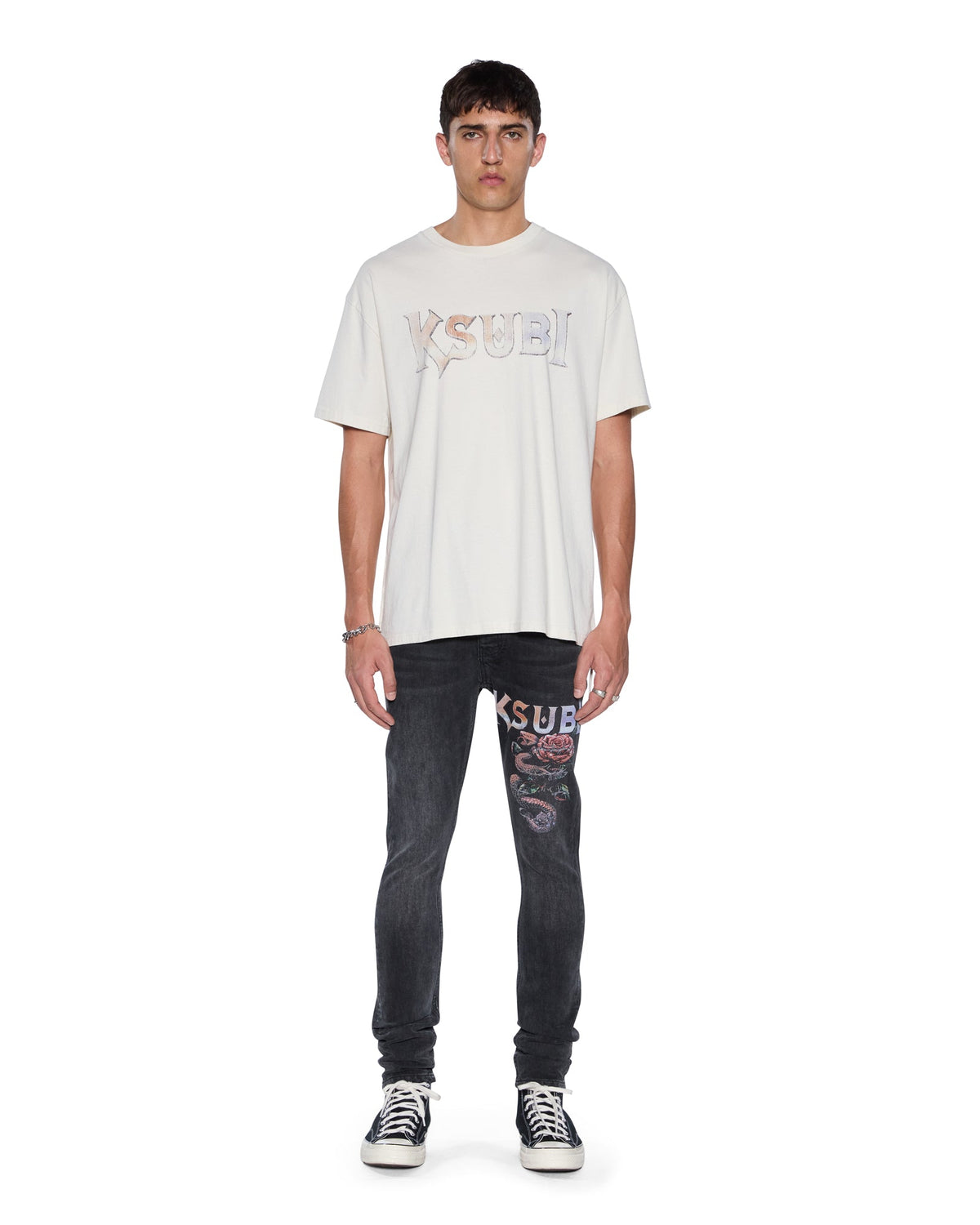 Mens Van Winkle Blakk Metal Skinny Denim Jeans - Black