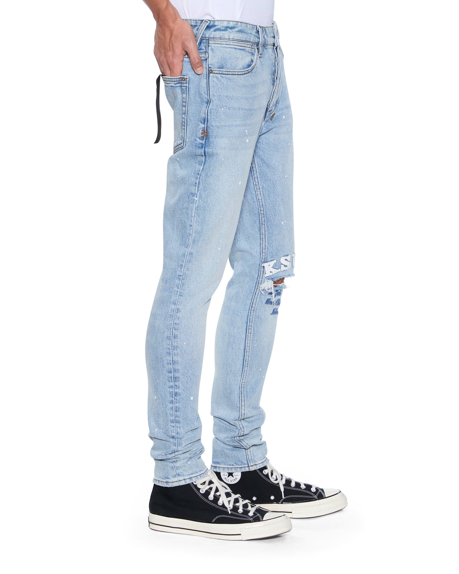 MENS  VAN WINKLE DUKE BLUE SKINNY DENIM JEANS