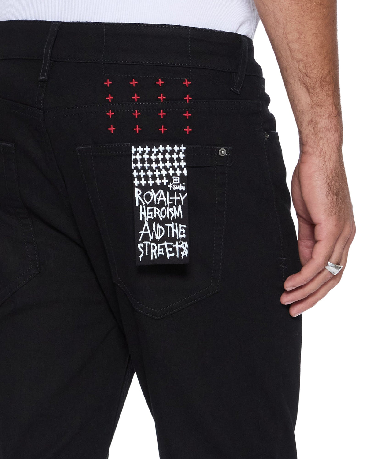 MENS VAN WINKLE LAID BLACK STING DENIM JEANS
