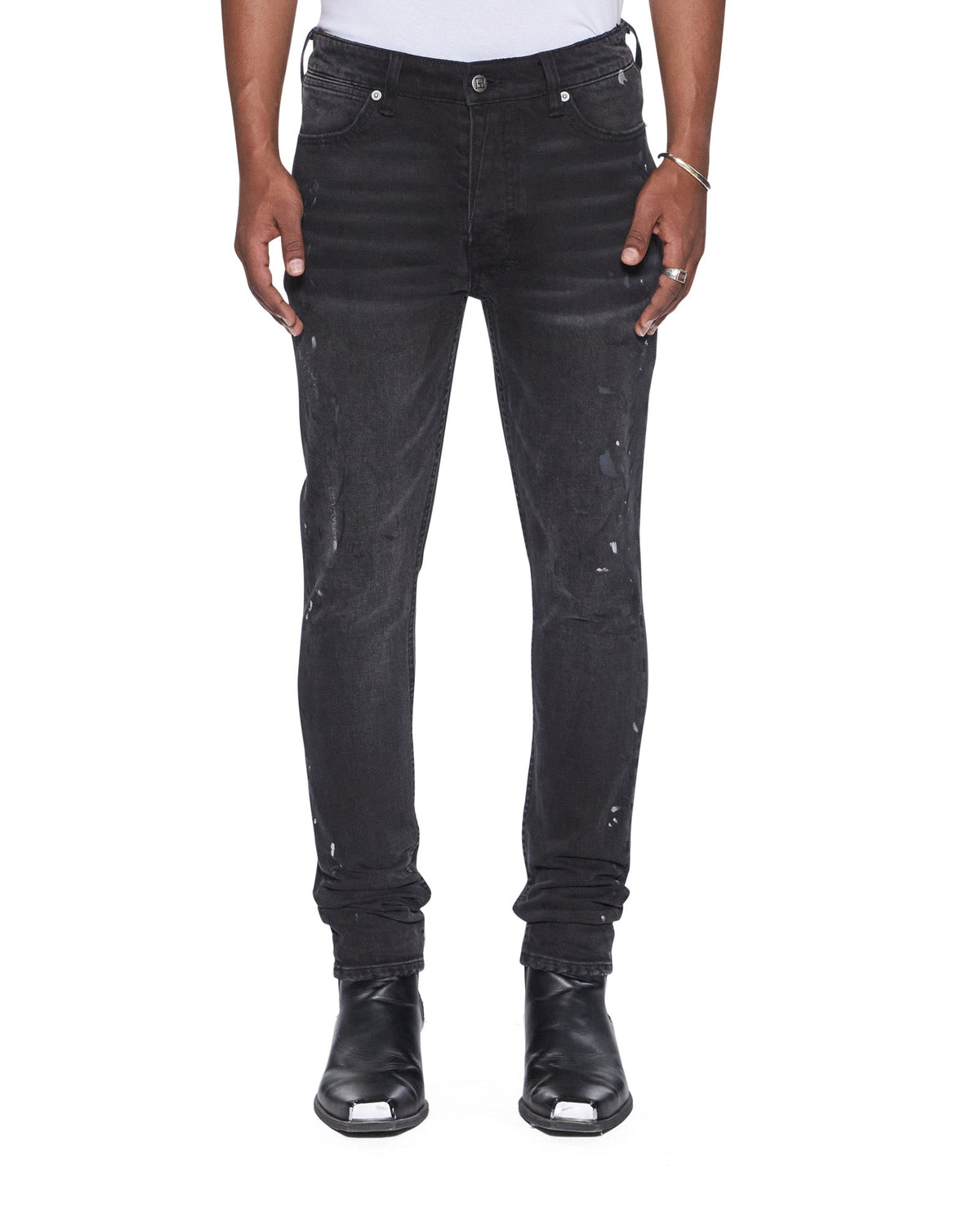 Mens Van Winkle Onyx Painted Skinny Denim Jeans - Grey