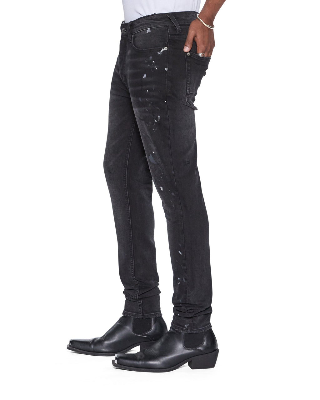 Mens Van Winkle Onyx Painted Skinny Denim Jeans - Grey