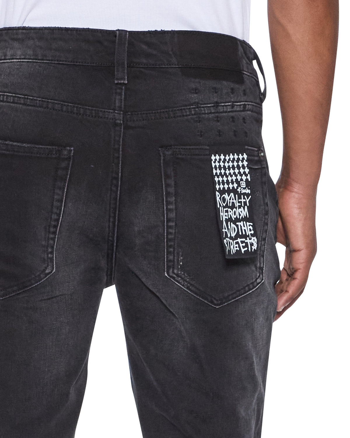 Mens Van Winkle Onyx Painted Skinny Denim Jeans - Grey