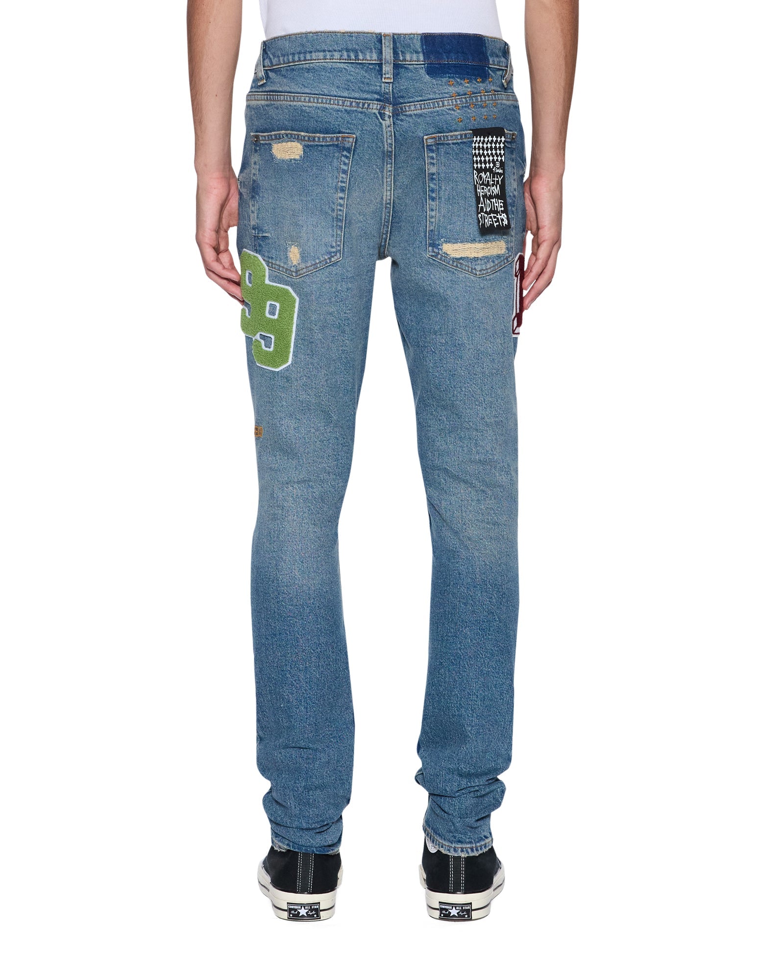 MENS  VAN WINKLE RODEO PATCHED SKINNY DENIM JEANS
