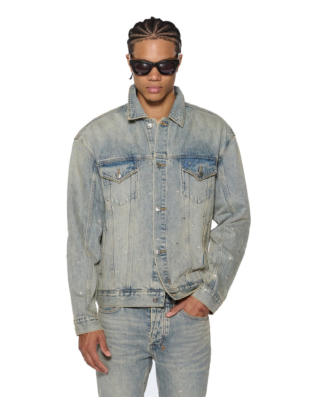 Mens Oh G Jacket Stagelight Metalik Oversized Jackets - Denim