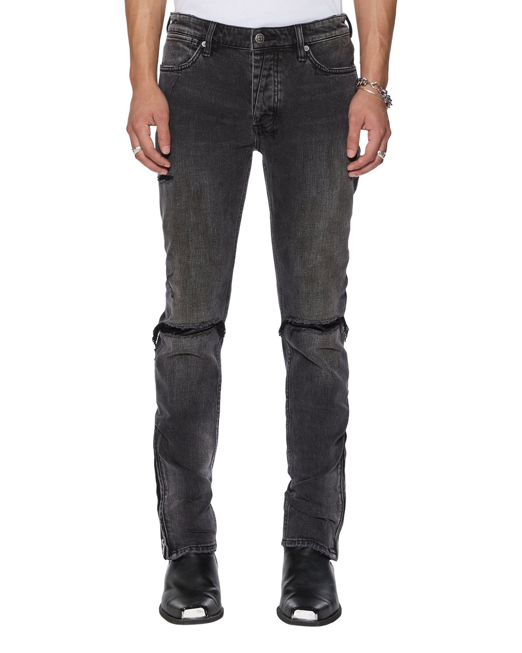 Mens Van Winkle Torqued Chamber Black Skinny Denim Jeans - Black