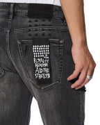 Mens Van Winkle Torqued Chamber Black Skinny Denim Jeans - Black