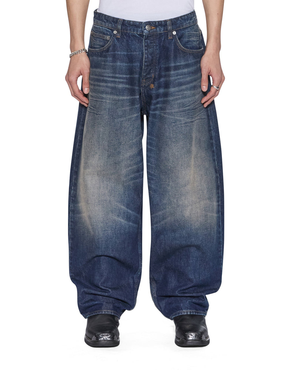 Mens Vorteks K-dip Blue Barrel Leg Denim Jeans - Denim