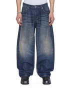 Mens Vorteks K-dip Blue Barrel Leg Denim Jeans - Denim