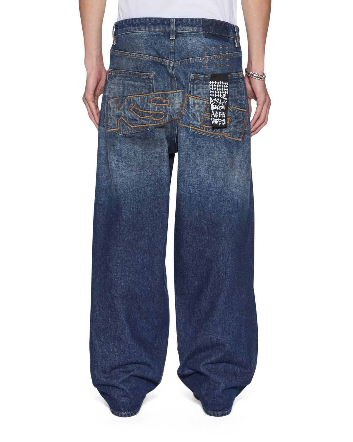 Mens Vorteks K-dip Blue Barrel Leg Denim Jeans - Denim