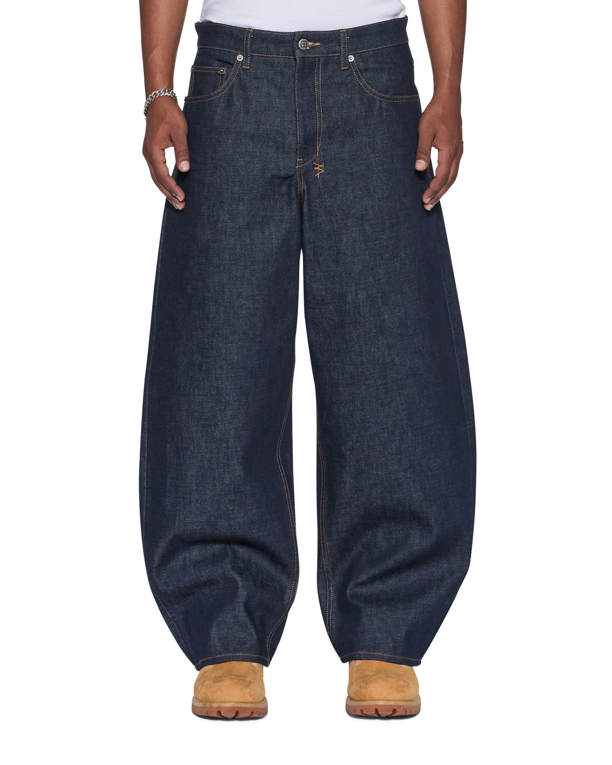 Mens Vorteks Raw Barrel Leg Denim Jeans - Denim