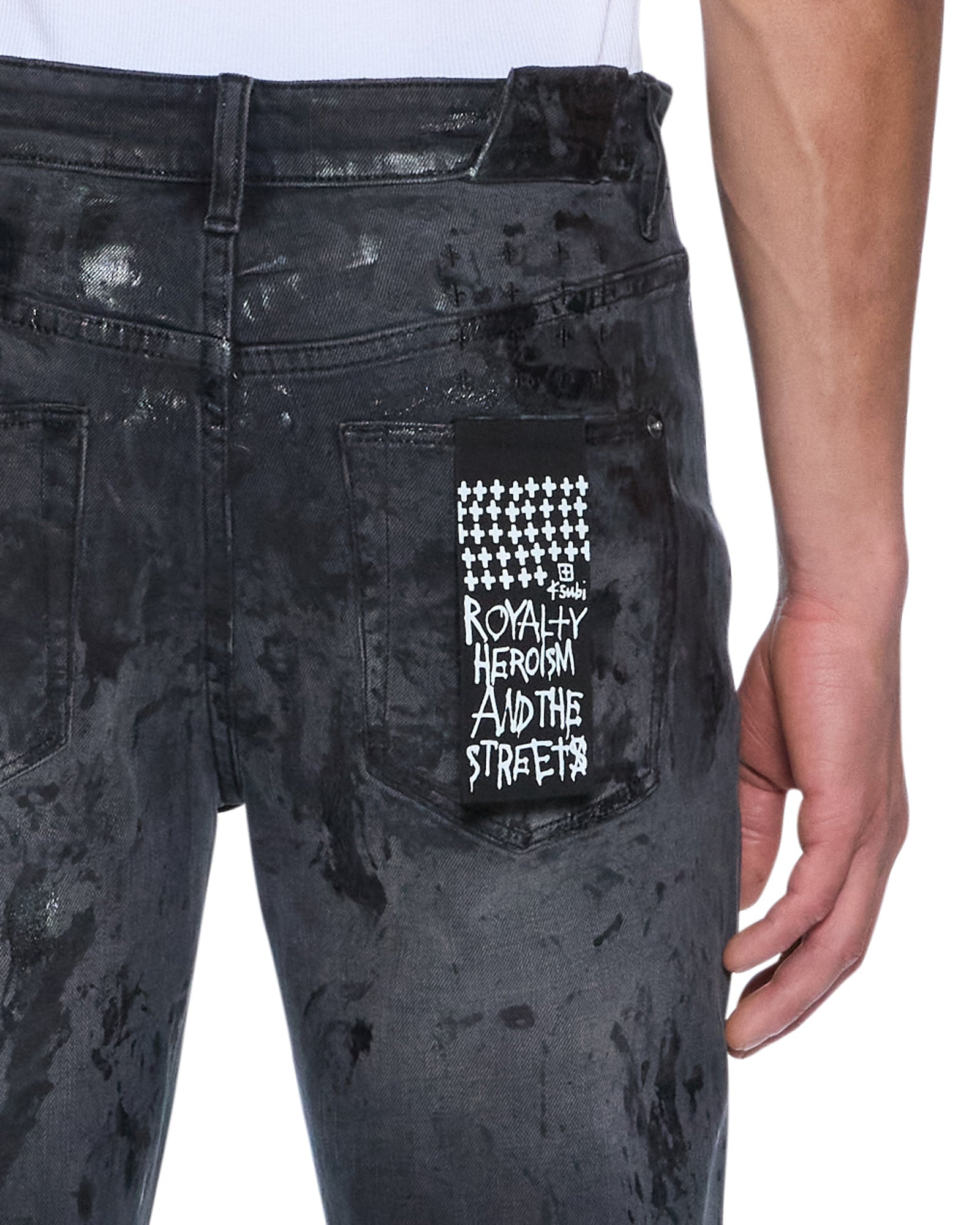 MENS  CHITCH POWDER GREY PRAYING SLIM DENIM JEANS