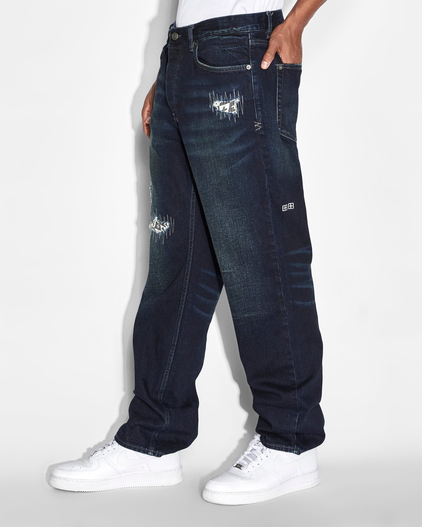 MENS  ANTI K CHECK OUT RELAXED DENIM JEANS