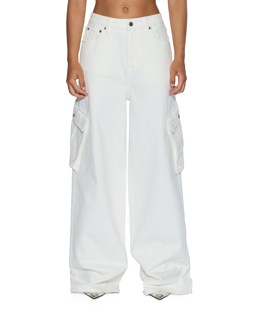 WOMENS BAGGY JEAN CARGO ECRU DENIM JEANS