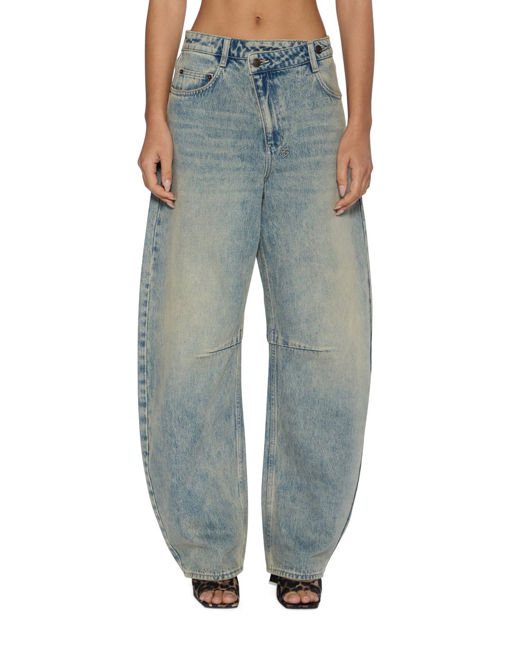 WOMENS BARREL JEAN FOLK DENIM JEANS