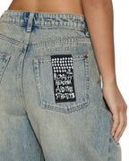 WOMENS BARREL JEAN FOLK DENIM JEANS