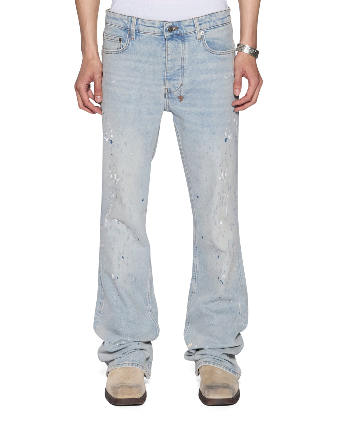 Mens Bronko Krystal Painted Bootcut Denim Jeans - Denim