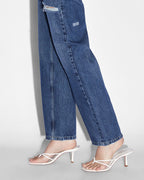 Womens Brooklyn Jean Stella Slashed Straight Denim Jeans - Denim