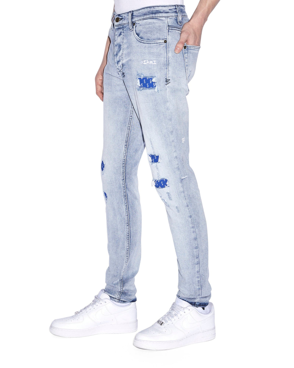 Mens Chitch Miami Philly Blue Slim Denim Jeans - Denim
