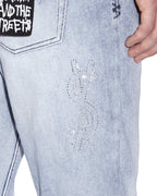 Mens Chitch Miami Philly Blue Slim Denim Jeans - Denim