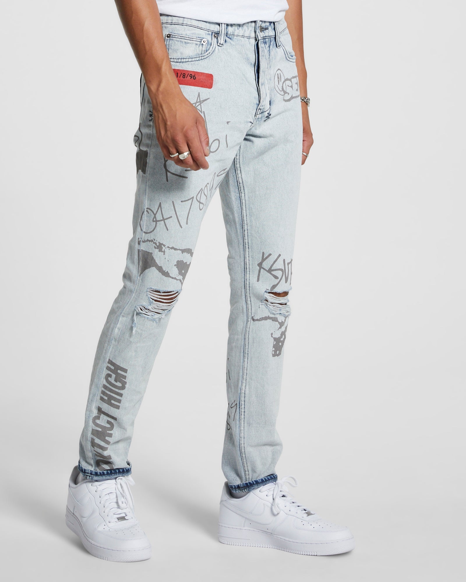 MENS  CHITCH FLYER TRASHED SLIM DENIM JEANS