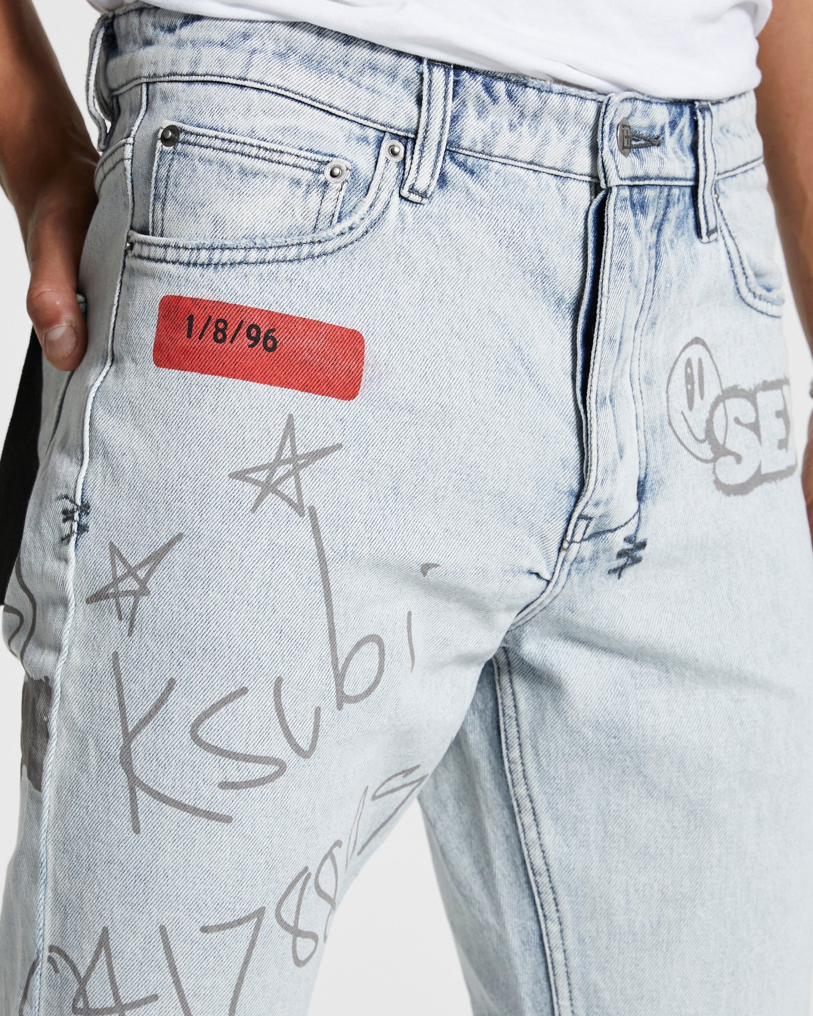 MENS  CHITCH FLYER TRASHED SLIM DENIM JEANS