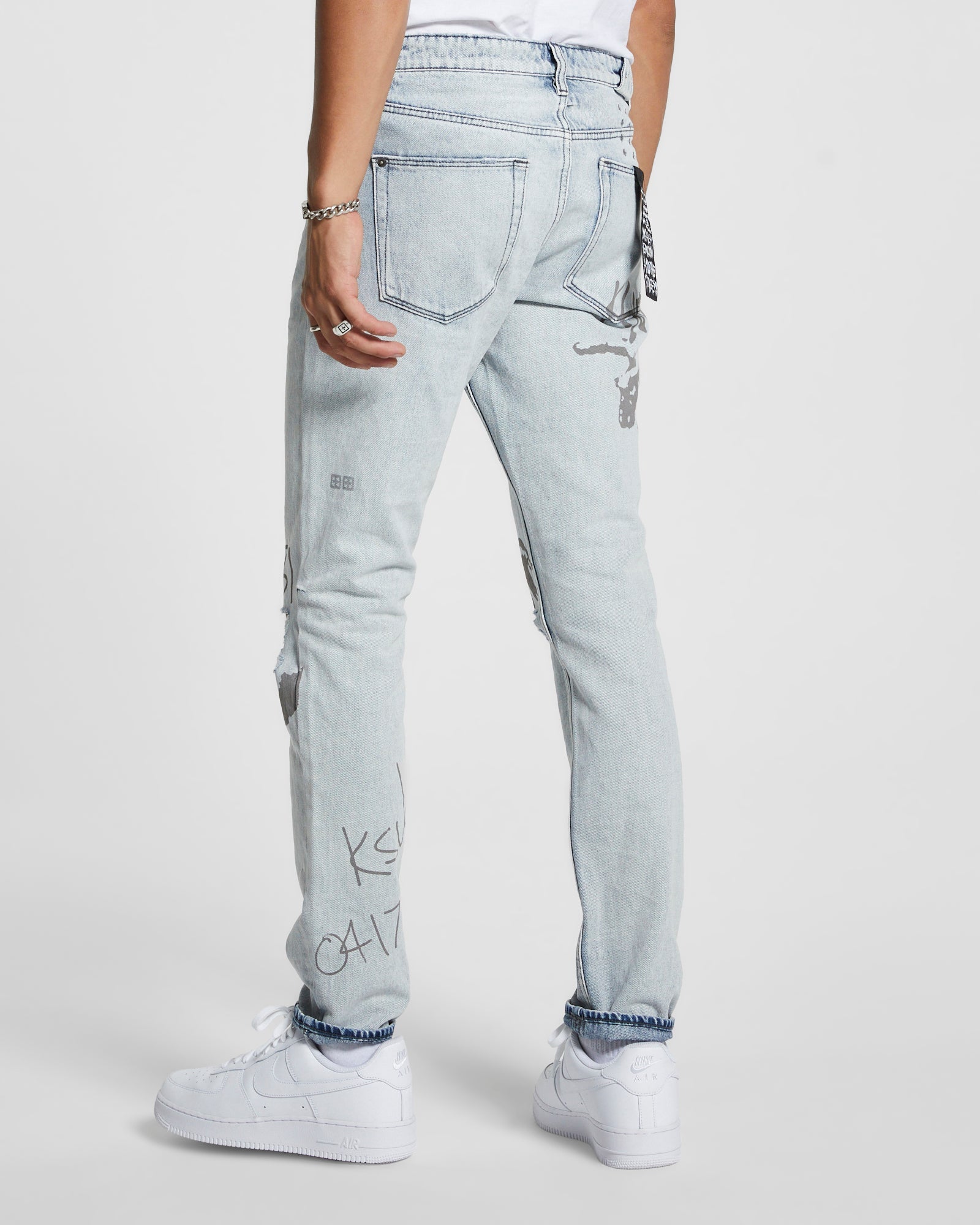 MENS  CHITCH FLYER TRASHED SLIM DENIM JEANS