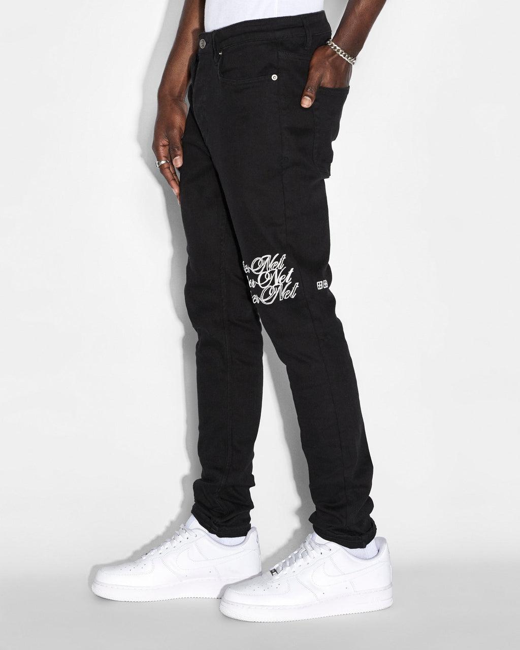Mens Chitch Scripted Slim Denim Jeans - Black
